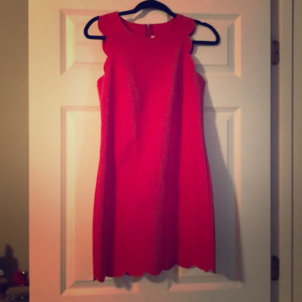 Jcrew coral scalloped dress